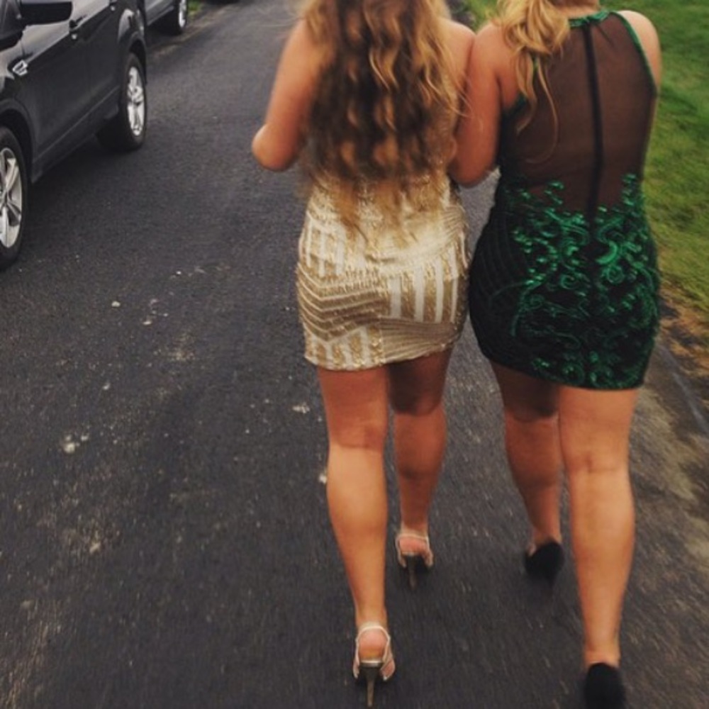 Gold Sequin Homecoming Dress